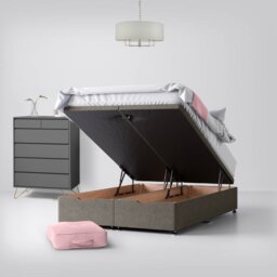 Small Double - Divan Bed - With Storage - Dark Grey - Fabric - 4ft - Happy Beds - thumbnail 4