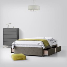 Small Double - Divan Bed - With Storage - Dark Grey - Fabric - 4ft - Happy Beds - thumbnail 3