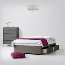 Small Double - Divan Bed - With Storage - Dark Grey - Fabric - 4ft - Happy Beds - thumbnail 2
