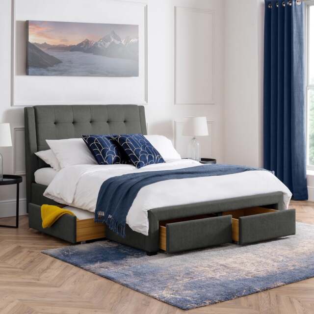 Fullerton - Super King Size - Storage Bed with 4 Drawers - Dark Grey - Fabric - 6ft
