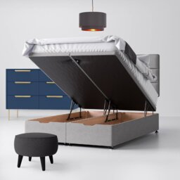 Single - Divan Bed and Cornell Lined Headboard - Light Grey - Fabric - 3ft - Happy Beds - thumbnail 4
