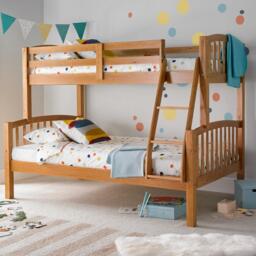 American - Kids Triple Sleeper Bunk Bed - Pine - Wooden - 3ft and 4ft - Happy Beds - thumbnail 1