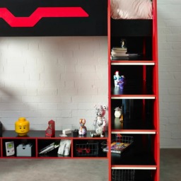 Eagle - Single - Gaming Highsleeper with Desk and Shelving - Black/Red - Wooden - 3ft - thumbnail 6