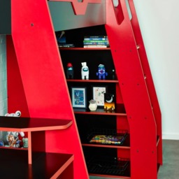 Eagle - Single - Gaming Highsleeper with Desk and Shelving - Black/Red - Wooden - 3ft - thumbnail 4