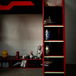 Eagle - Single - Gaming Highsleeper with Desk and Shelving - Black/Red - Wooden - 3ft - thumbnail 7
