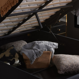 Walton - King Size – Ottoman Storage Bed Frame – Black/Gold - Velvet - 5ft – Happy Beds - thumbnail 4