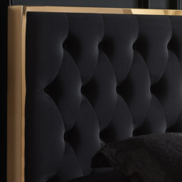 Walton - King Size – Ottoman Storage Bed Frame – Black/Gold - Velvet - 5ft – Happy Beds - thumbnail 7