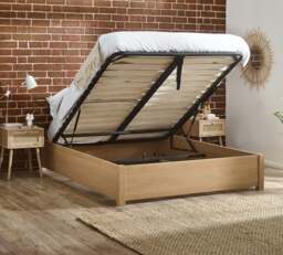 Westbrook – Double – Platform Ottoman Storage Bed – Oak– Wooden – 4ft6 - Happy Beds - thumbnail 2