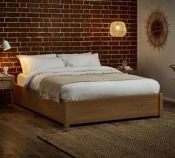 Westbrook – Double – Platform Ottoman Storage Bed – Oak– Wooden – 4ft6 - Happy Beds - thumbnail 3
