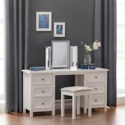 Maine - Double Pedestal Dressing Table - Surf White - Wooden - Happy Beds - thumbnail 1