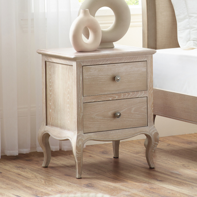 Camille - 2-Drawer Bedside Table - Oak - Wooden - Happy Beds - image 1