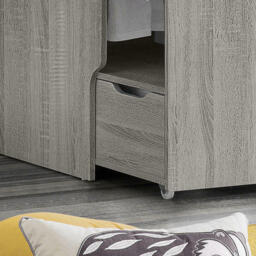 Pegasus - Single - Kids High Sleeper Bed - Wardrobe - Desk and Storage - Grey Oak - Wooden - 3ft - Happy Beds - thumbnail 7