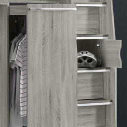 Pegasus - Single - Kids High Sleeper Bed - Wardrobe - Desk and Storage - Grey Oak - Wooden - 3ft - Happy Beds - thumbnail 4
