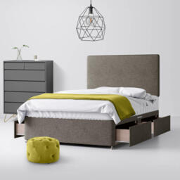 Double - Divan Bed and Cornell Plain Headboard - Dark Grey - Fabric - 4ft6 - Happy Beds - thumbnail 3