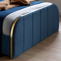 Rowan - King-Size - Low Foot-End Bed - Blue/Gold - Velvet - 5ft - thumbnail 5