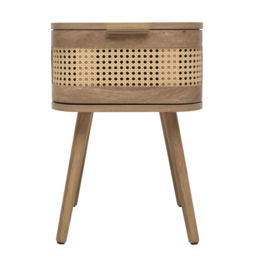 Noah - 1 Drawer Bedside Table - Oak - Rattan - Wooden - thumbnail 8
