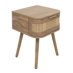 Noah - 1 Drawer Bedside Table - Oak - Rattan - Wooden - thumbnail 5