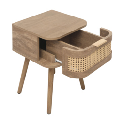 Noah - 1 Drawer Bedside Table - Oak - Rattan - Wooden - thumbnail 6