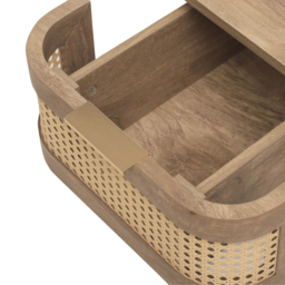 Noah - 1 Drawer Bedside Table - Oak - Rattan - Wooden - thumbnail 7