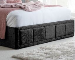 Hannover - King Size - Ottoman Bed - Black - Velvet - 5ft - Happy Beds - thumbnail 4