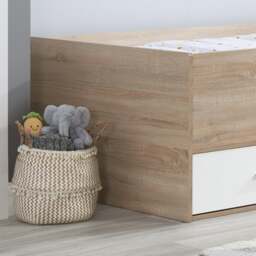 Camden - Single - Kids Cabin Bed - Storage - White and Oak - Wooden - 3ft - Happy Beds - thumbnail 2