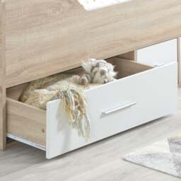 Camden - Single - Kids Cabin Bed - Storage - White and Oak - Wooden - 3ft - Happy Beds - thumbnail 4
