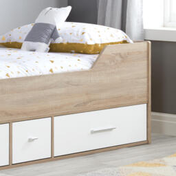 Camden - Single - Kids Cabin Bed - Storage - White and Oak - Wooden - 3ft - Happy Beds - thumbnail 3