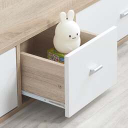Camden - Single - Kids Cabin Bed - Storage - White and Oak - Wooden - 3ft - Happy Beds - thumbnail 5