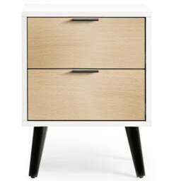 Alba – 2-Drawer Bedside Table – White and Oak Grey – Lacquered MDF - Happy Beds - thumbnail 5