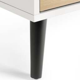 Alba – 2-Drawer Bedside Table – White and Oak Grey – Lacquered MDF - Happy Beds - thumbnail 4