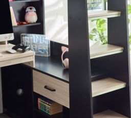 Blaze – Single – Gaming Bed with Desk and Shelving Unit – Pale Wood/Black – Wooden – 3ft - Happy Beds - thumbnail 8