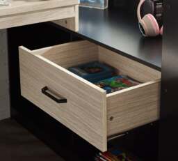 Blaze – Single – Gaming Bed with Desk and Shelving Unit – Pale Wood/Black – Wooden – 3ft - Happy Beds - thumbnail 7