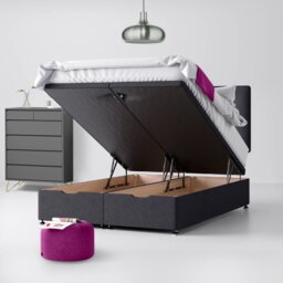 Single - Divan Bed and Cornell Buttoned Headboard - Dark Grey - Charcoal - Fabric - 3ft - Happy Beds - thumbnail 5