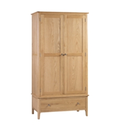 Cotswold - 2 Door Combination Wardrobe - Oak - Wooden - Happy Beds - thumbnail 1