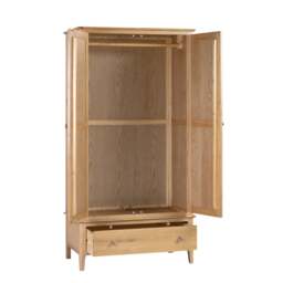 Cotswold - 2 Door Combination Wardrobe - Oak - Wooden - Happy Beds - thumbnail 2