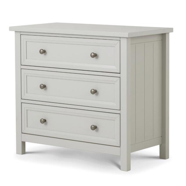 Maine - 3 Drawer Chest - Dove Grey - Wooden - Happy Beds - image 1