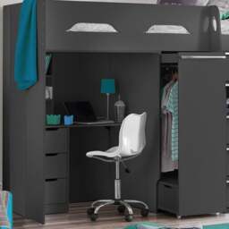 Pegasus - Single - Kids High Sleeper Bed - Anthracite Grey - Wood - 3ft - Happy Beds - thumbnail 2