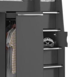 Pegasus - Single - Kids High Sleeper Bed - Anthracite Grey - Wood - 3ft - Happy Beds - thumbnail 4