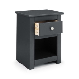 Radley - 1 Drawer Bedside Table - Grey - Wooden - Happy Beds - thumbnail 1