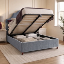 Chelsea - King-Size - Ottoman Storage Bed - Blue - Velvet Fabric - 5ft - thumbnail 2