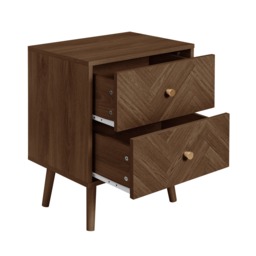 Herringford - 2 Drawer Bedside Table - Walnut - Wooden - Happy Beds - thumbnail 6