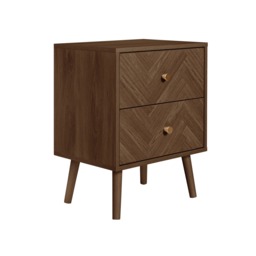 Herringford - 2 Drawer Bedside Table - Walnut - Wooden - Happy Beds - thumbnail 5