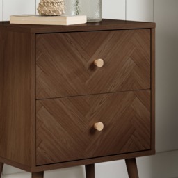 Herringford - 2 Drawer Bedside Table - Walnut - Wooden - Happy Beds - thumbnail 2