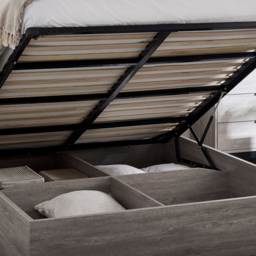 Bali – King Size– Bookcase Ottoman Storage Bed – Grey Oak – Wooden – 5ft - Happy Beds - thumbnail 7