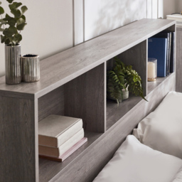 Bali – King Size– Bookcase Ottoman Storage Bed – Grey Oak – Wooden – 5ft - Happy Beds - thumbnail 4