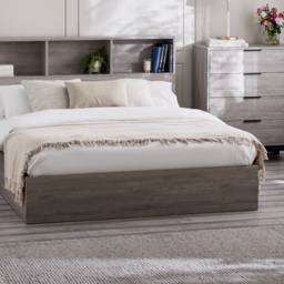 Bali – King Size– Bookcase Ottoman Storage Bed – Grey Oak – Wooden – 5ft - Happy Beds - thumbnail 5