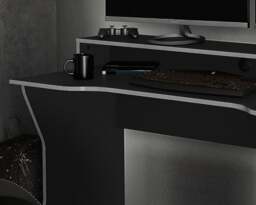 Enzo - Gaming Desk - Black/Silver - Wooden - Happy Beds - thumbnail 5
