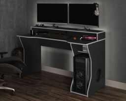 Enzo - Gaming Desk - Black/Silver - Wooden - Happy Beds - thumbnail 2
