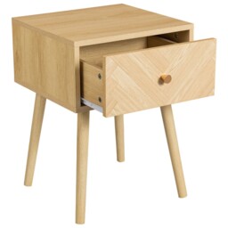 Herringford - 1 Drawer Bedside Table - Oak – Wooden – Happy Beds - thumbnail 6