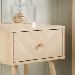 Herringford - 1 Drawer Bedside Table - Oak – Wooden – Happy Beds - thumbnail 2